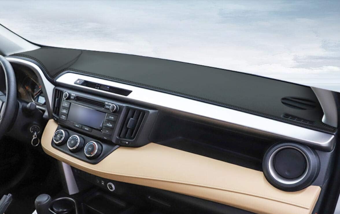 Black Leather Car Dash Mat Dashboard Cover Dash mat Interior Pad Compatible for Toyota RAV4 RAV-4 2013-2018