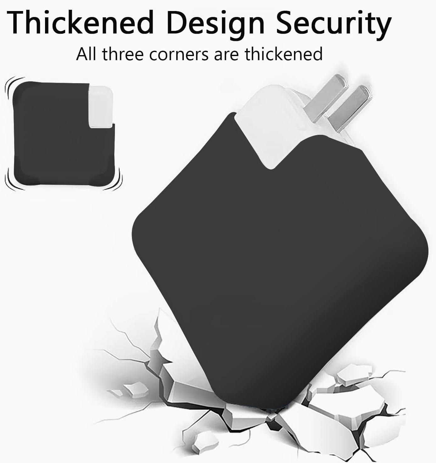 67W Soft Silicone Charger Protector Case - for MacBook Pro 14 inch 2024-2021 (M3 A2918 A2992, M2 A2779, M1 A2442) Pro 13 inch 2016-2022 (M2 M1 A2338 A2289, 61W) - Power Adapter Cover,Black - Image 4