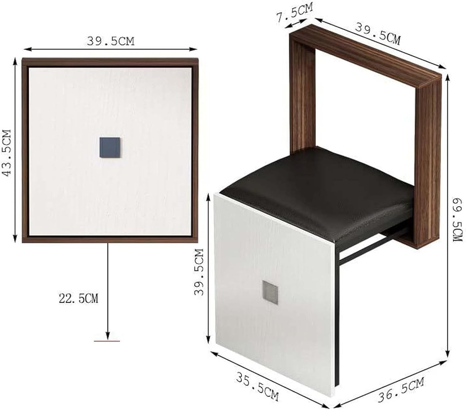 Wall Mounted Folding Chair Solid Step Stools, Folding Wall Hang Balcony Living Stool, Space Saving Hidden Wall Stools, Folding Entryway Stool,Black