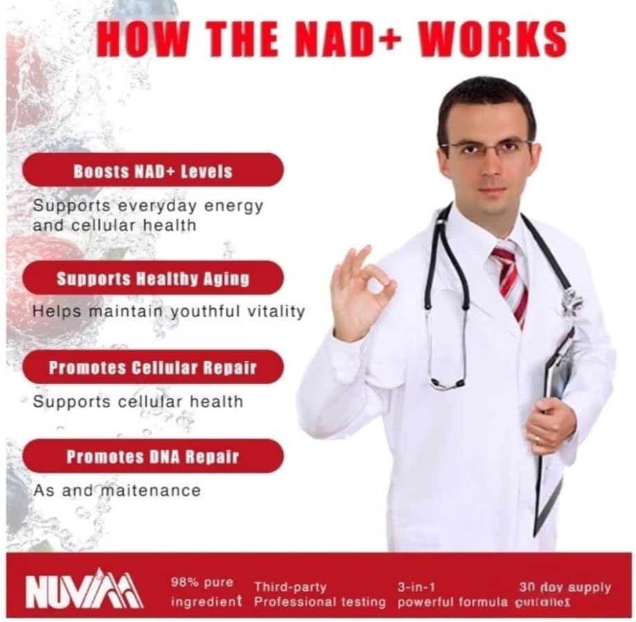NAD+ Nicotinamide Riboside Quercetine Resveratrol PQQ 1000mg Advance Premium Supplement Liquid (30 Pockets) for Cellular Health Support, Energy Boost, Anti aging, Brain, Skin Glow for Men&Women
