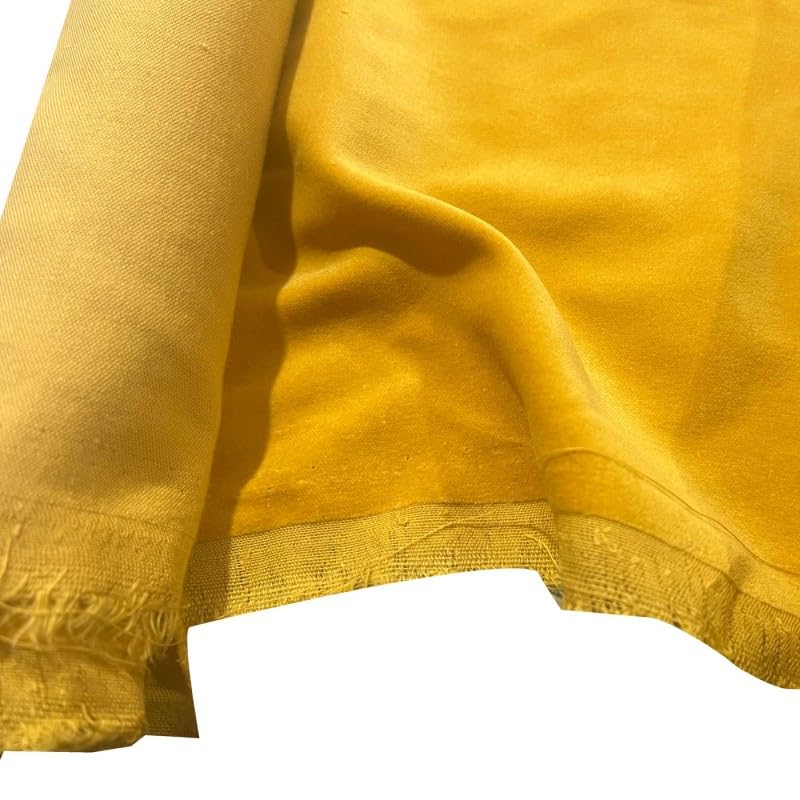 EU Fabrics Cotton Velvet Fabric | Soft Shiny Sleek Material for Dressmaking | Ideal for Jackets, Garments, Dresses and Curtains | Upholstery Plain Fabric by the Metre (Yellow, 1 Metre x 112cm)