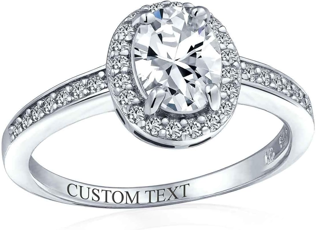 Bling Jewelry Personalize 1.5-3CT Oval Gemstone Engagement Ring With Yellow Citrine Ruby Red Created Sapphire Blue Cubic Zirconia Halo in Rose Yellow Gold Plated .925 Sterling Silver