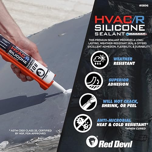 Miniatura 3 de Red Devil 089650 sellador de silicona para temperaturas extremas HVACR, 280 ml, aluminio, 1 paquete, fabricado en EE. UU