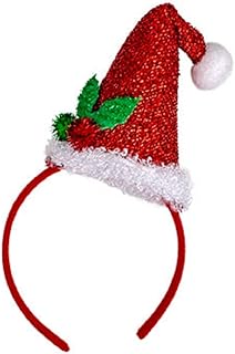 Christmas House Mens Glittery Santa Hat Headband with Holly One Size - 1/pkg.