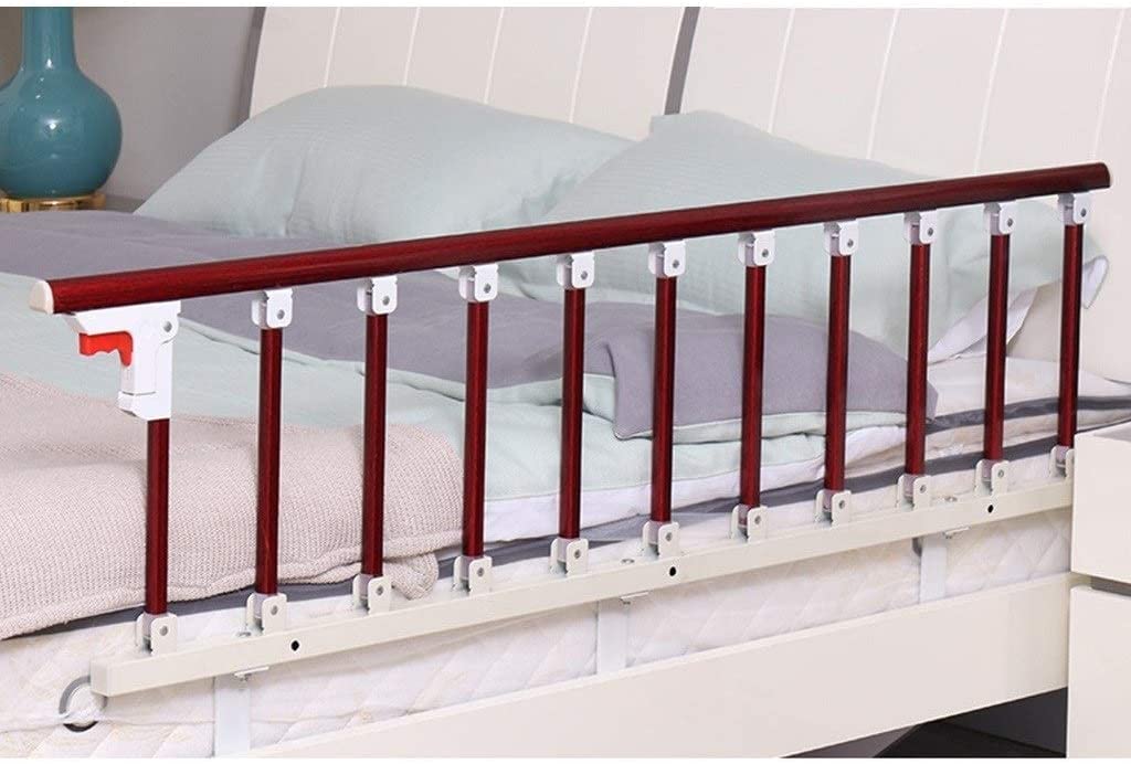 Lato per Anziani Sponde per Letto Adulti Maniglia di Assistenza Ringhiera del Letto Metallo Rosso Venatura del Legno Laterale di Sicurezza Pieghevole Altalena Maniglione Assistenza Domiciliare Letto