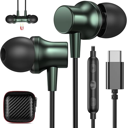 Miniatura 8 de Auriculares USB C COOYA tipo C con cable, graves estéreos magnéticos para iPhone 16 Pro Max 15 Plus iPad 10 Pixel 9 8a cancelación de ruido