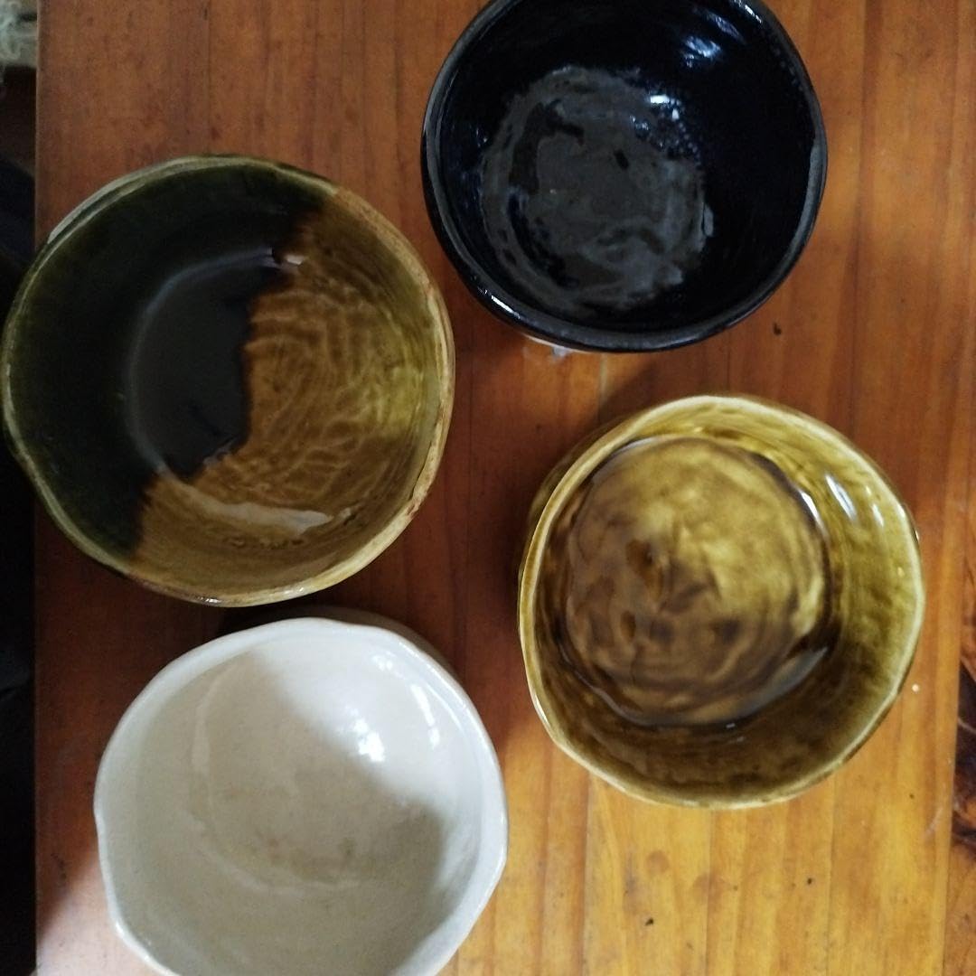 ハンドメイド 陶器 抹茶茶碗 4点セット