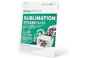 Sublimation Sticker Paper-30 Sheets Glossy White Waterproof Stickers for Sublimation Inkjet Printer...