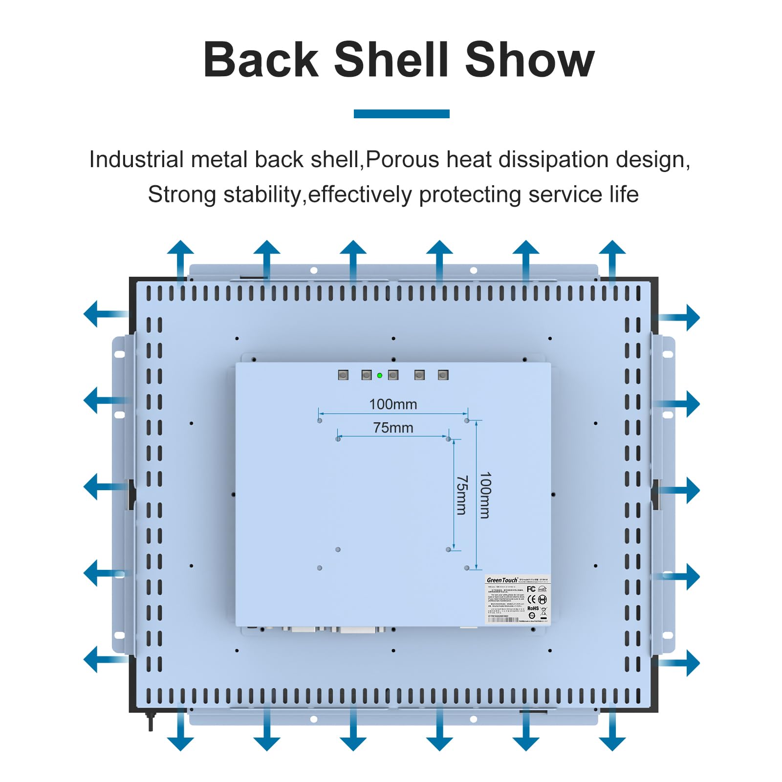 GreenTouch Écran tactile industriel 17" 10 points IR (infrarouge) à cadre ouvert - 1280 x 1024 - Boîtier en métal avec port HDMI, DVI, VGA intégré