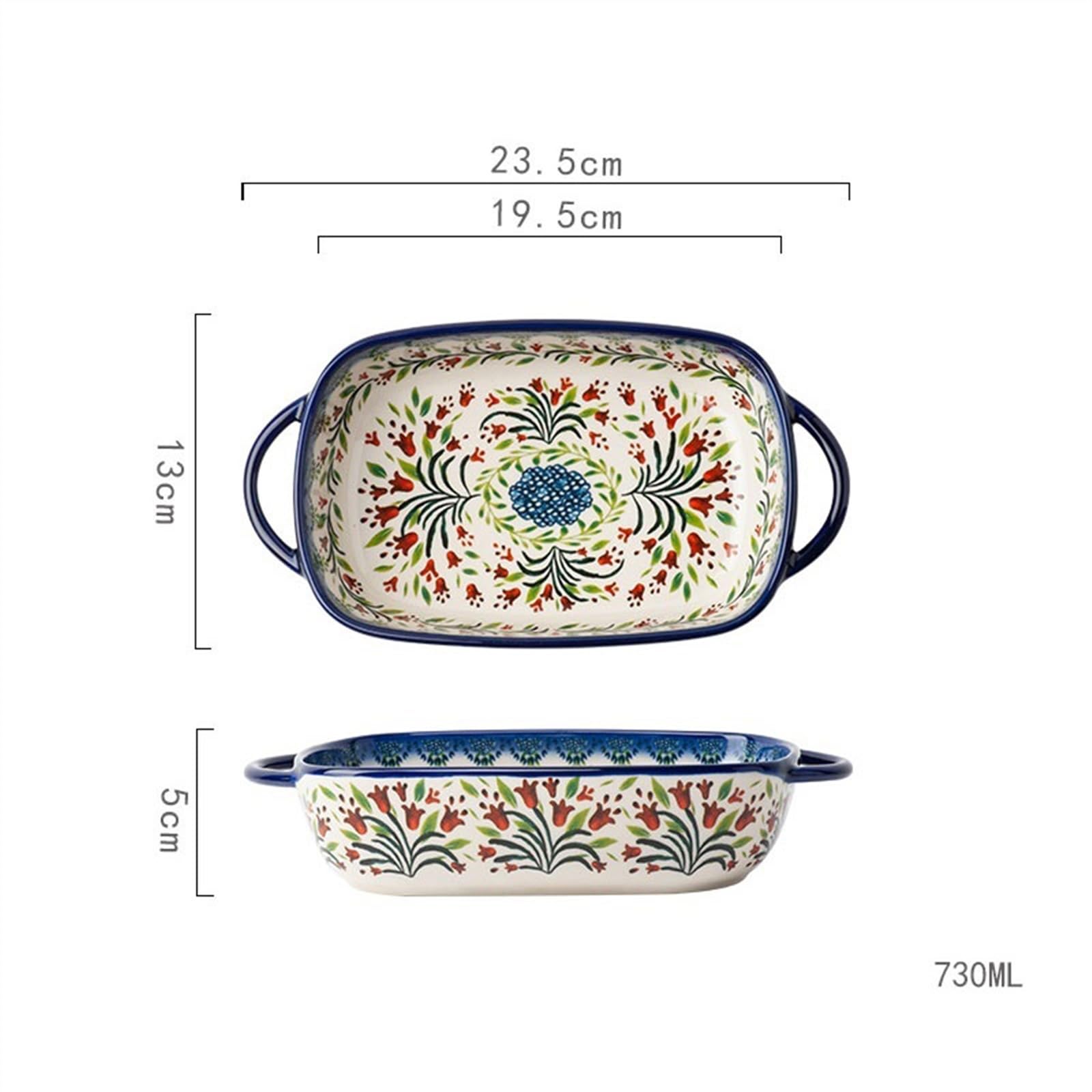 Versátil Cuenco for hornear de doble oreja, plato for, cerámica for el hogar(19.5cm)