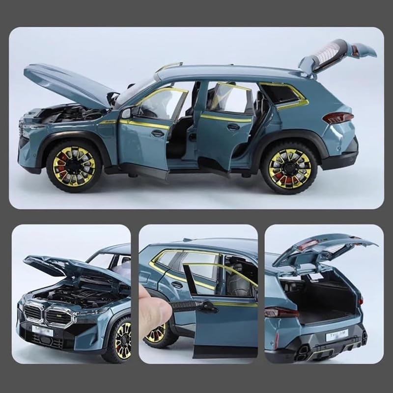 Image of 1:24 BMW XM Model Car Alloy Diecast Pull Back Toy with Lights & Music Openable Doors Metal Sports Car for Kids & Collectors Realistic Design Gift for Boys & Girls (Blue)
