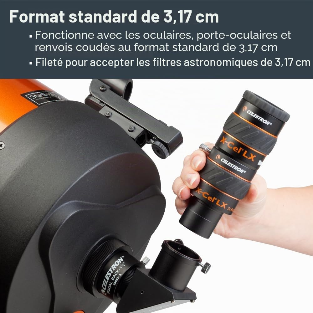 Celestron X-CEL LX Series 2x Barlow Lens, Black