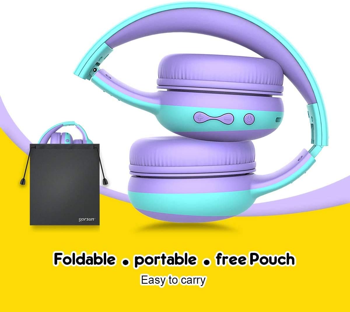 Black Friday - 80% OFF gorsun Bluetooth Kids Headphones with Microphone,Children's Wireless Headsets with 85dB Volume Limited Hearing Protection,Stereo Over-Ear Headphones for Boys and Girls (Pink+Purple)