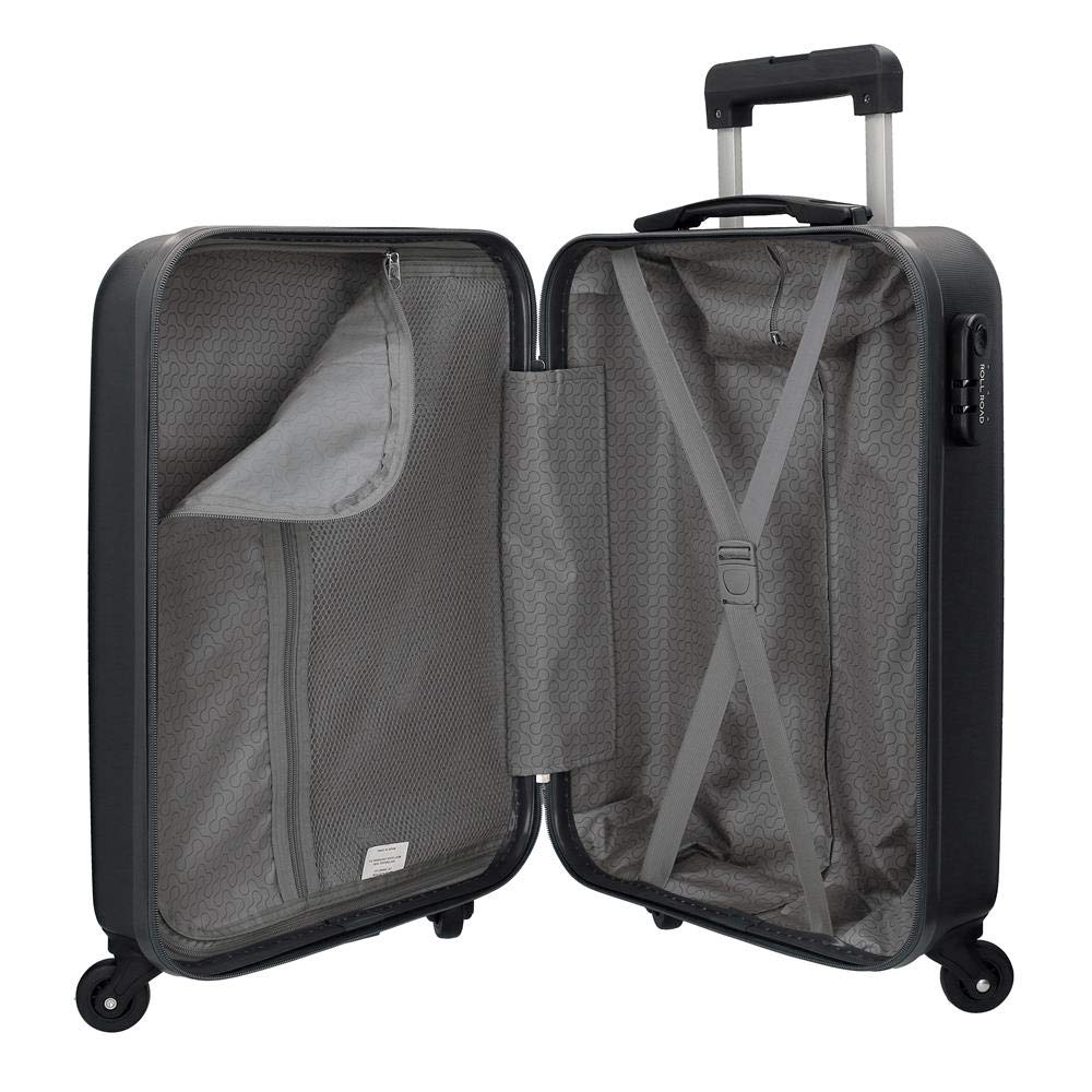 Roll Road Flex walizka kabinowa, czarna, 38 x 55 x 20 cm, z zamkiem szyfrowym, 35 l, 2,5 kg, 4 koła, bagaż podręczny