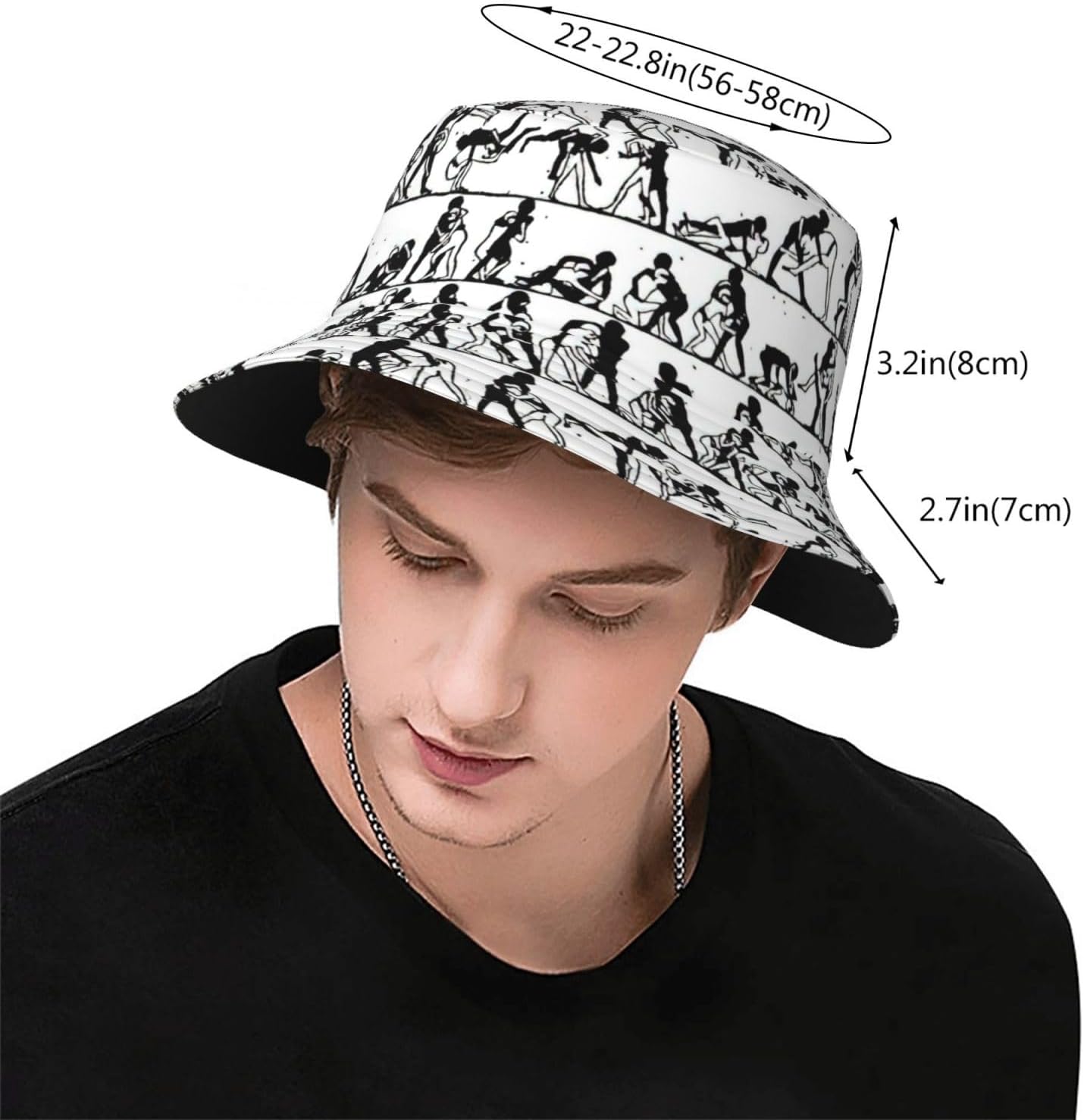 Bucket Hat Wrestlers Sports Print Summer Sun Hat Trendy Beach Funny Fisherman Hat for Men Women Unisex Black