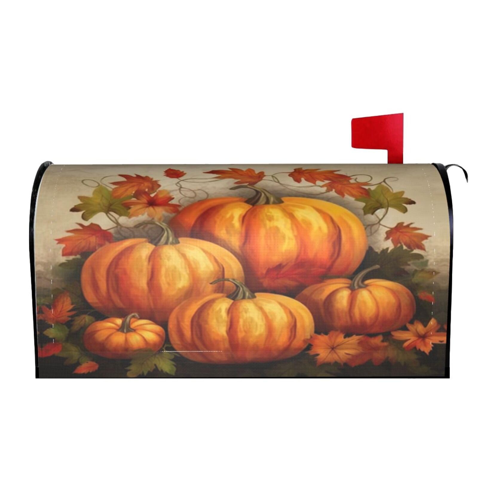 Fall Pumpkin 03 Mailbox Covers Magnetic Wraps Post Letter Box Cover Garden Home Decor