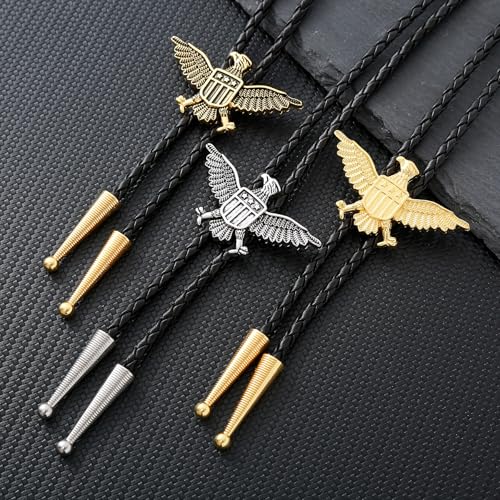 Image of Btilasif Bolo Tie for Men, Vintage Eagle Western Cowboy Tie Leather Necklaces Neckties, Western Accessories for Women Men, Bronze