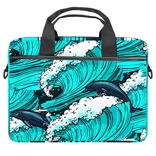 Laptop hombro messenger bag con delfines para llevar a la universidad o cafetería