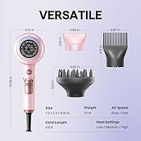 Vista 52 de Wavytalk Secador de pelo, secador de pelo iónico soplado para cabello rizado con difusor, secado rápido de 1875 W con tecnología de cerámica, 3