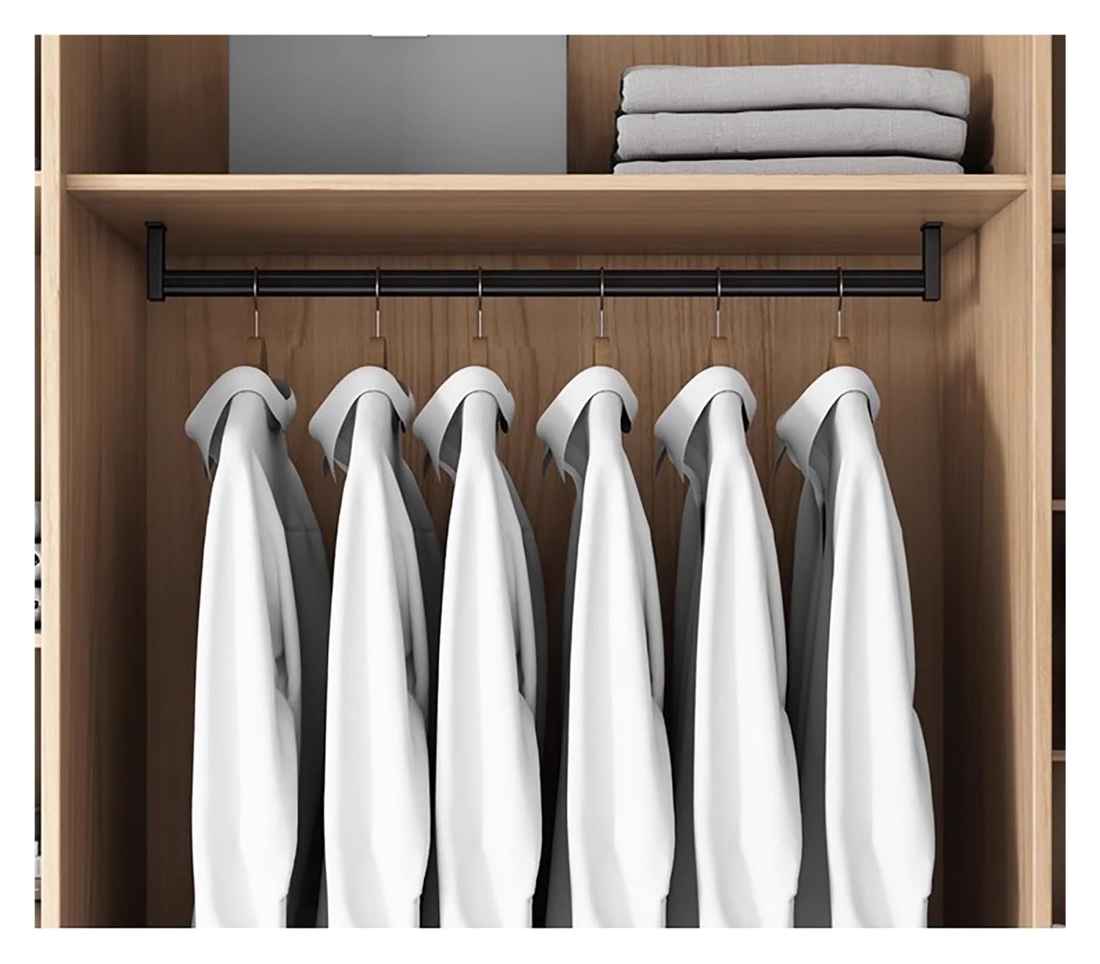 Yylmkmfc-Ae Black U Shape Closet Rod Top Mounted, Heavy Duty Wardrobe Rails And Fittings, Strong Clothes Rail Pole Heavy Duty, Wardrobe Poles(,100Cm)