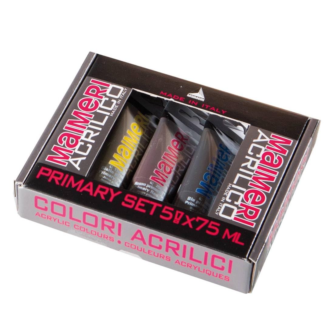Maimeri Colori Acrilico scatola in cartone 5 tubi 75ml colori primari