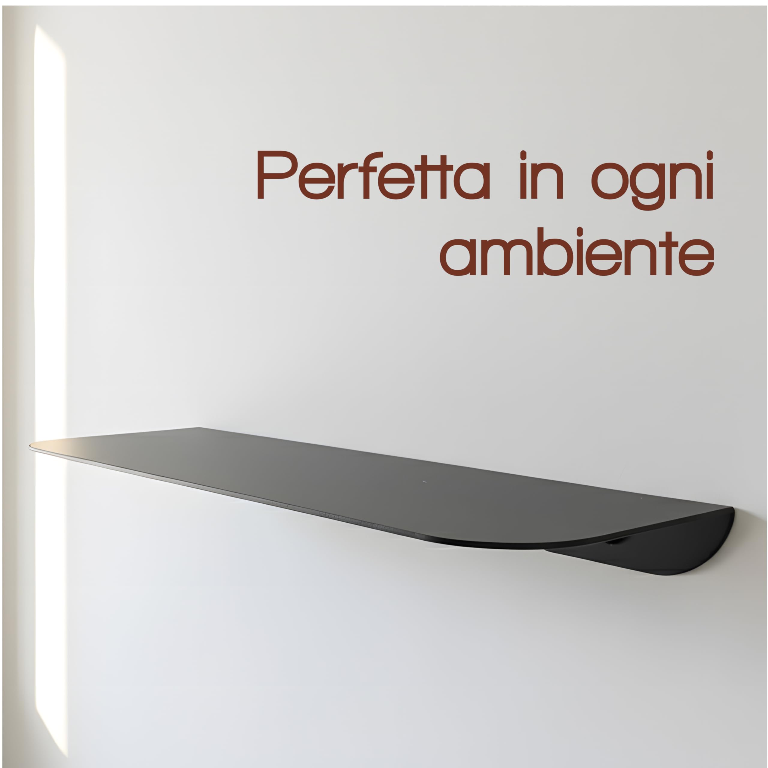 Audace Orizzonte – Mensola da Muro di Design 45x15 cm, Portata 10 kg, Nero Opaco | Mensole da Muro per Ingresso, Bagno, Soggiorno | Made in Italy