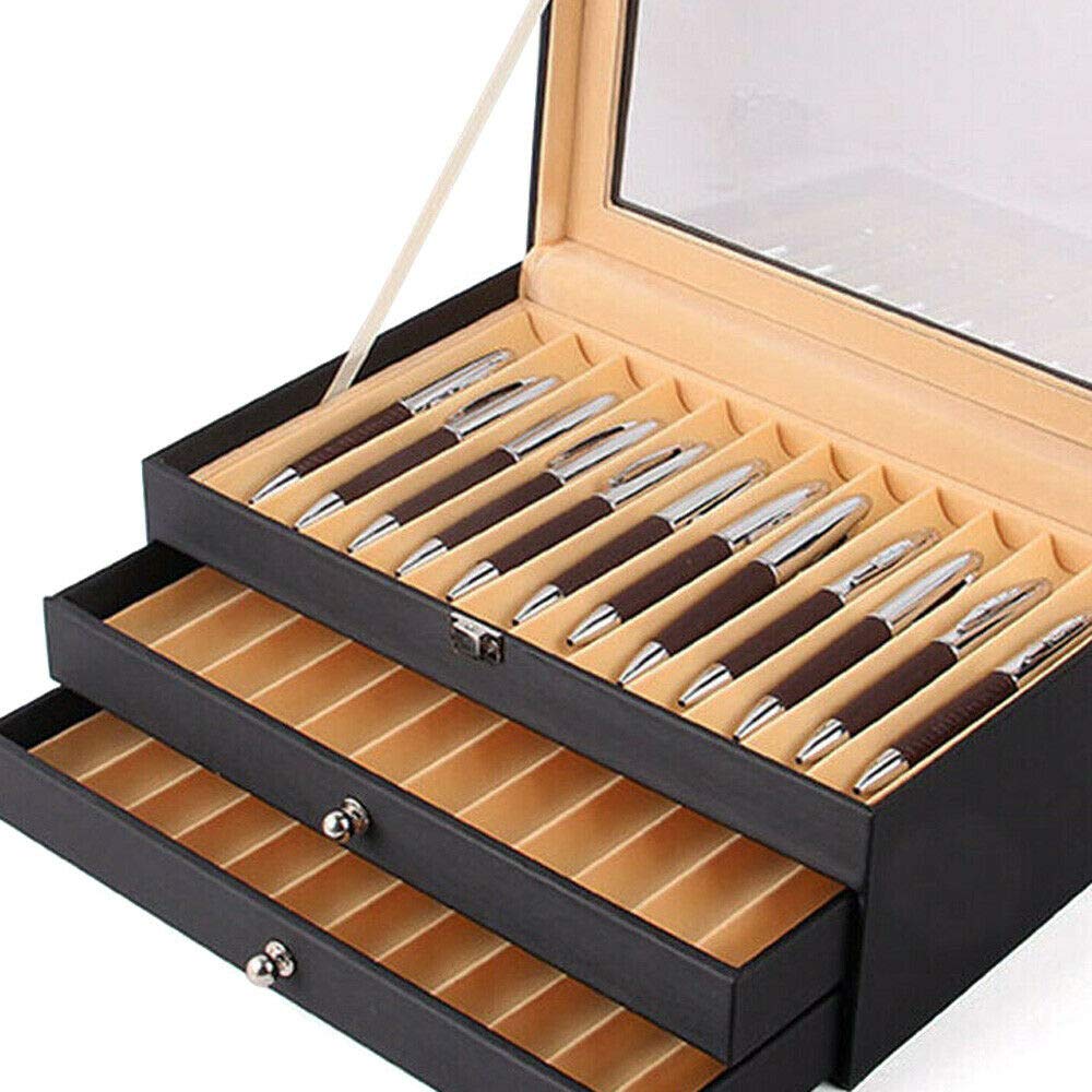 36 Fentes Stylo Plume Porte Vitrine en Cuir Titulaire Collecteur de Stockage Boîte Présentoir Plume Boîte de Collection Organisateur