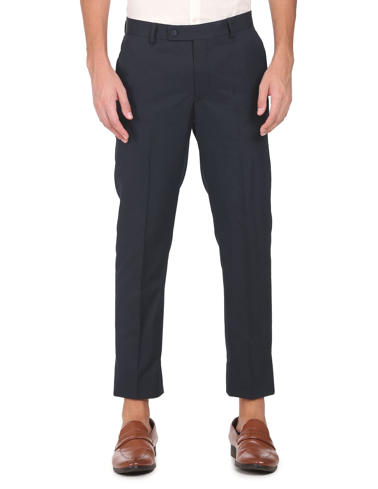 arrow Men's Solid Tailored Fit Polyester Formal Trouser-picture-25