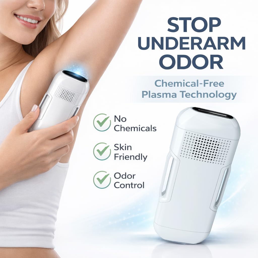 Plasma Underarm Odor Remover for Men & Women, Armpit Odor Eliminator Device for Body Odor & Hyperhidrosis, Rechargeable Chemical-Free Deodorant for Gym, Travel & Daily Use
