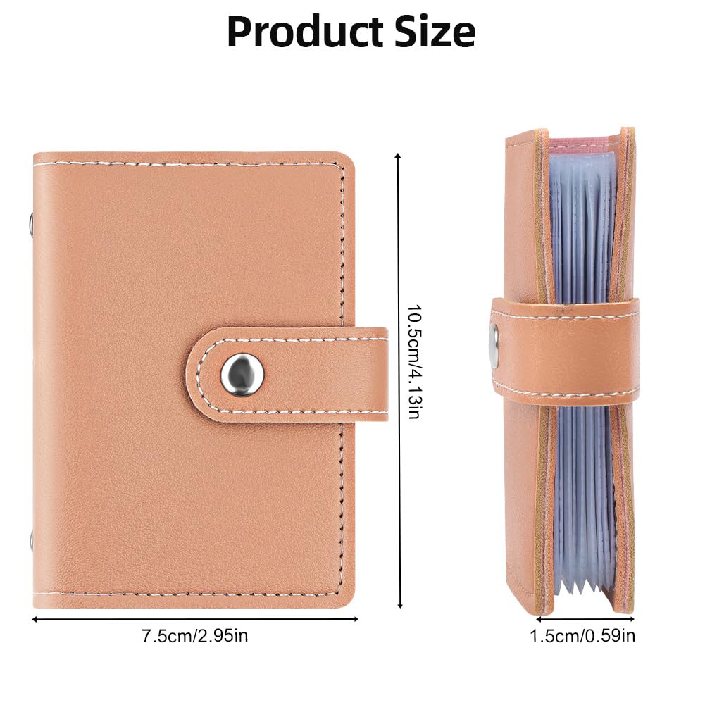 OSDUE Porte Carte de Crédit Femme Homme, Blocage RFID Portefeuille en PU Cuir Cartes de Visite Unisexe avec Bouton pour ID Banque Affaires, Rose - 2