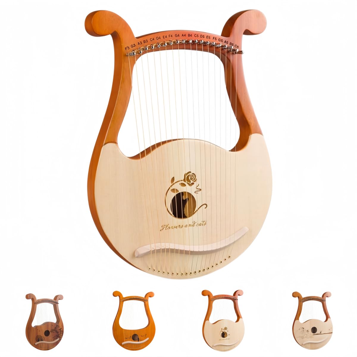 Amazon | ShineLuxe弦ライアーハープ｜マホガニー木製竪琴 ×19弦拡音域