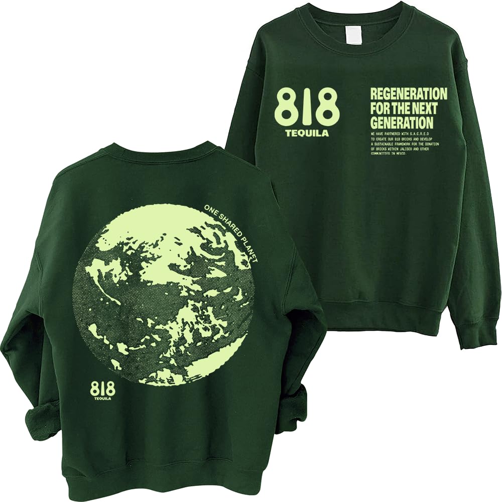 818 Tequila Double Sided Sweatshirt Festival Cherry LA Baby 818 Crewneck Sweater for Fans