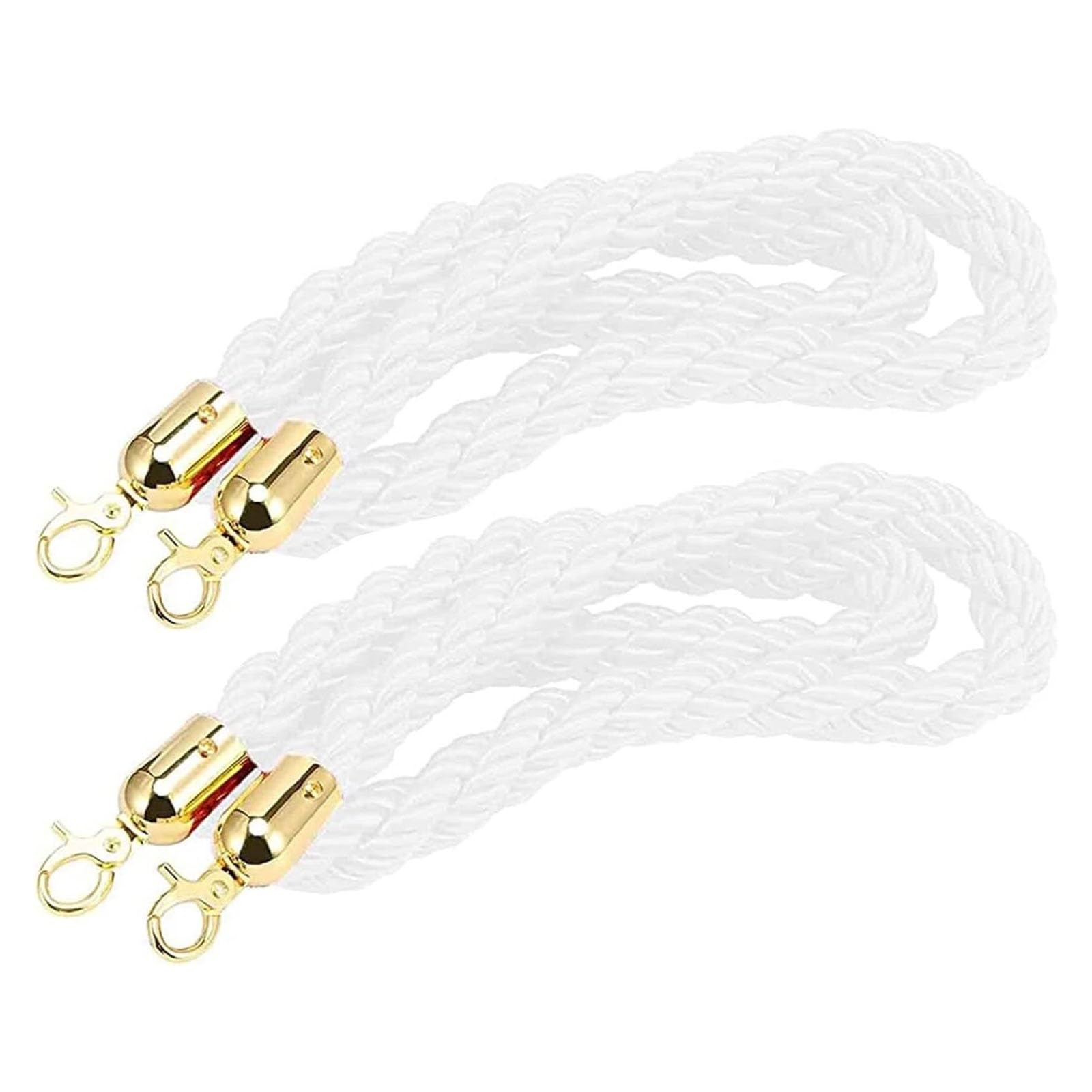 Ghkryd White Barrier Rope, With Gold Hook, Hemp Rope Barrier For Queue Divider, Line ﻿(,1.5M/59Inch/5Ft)