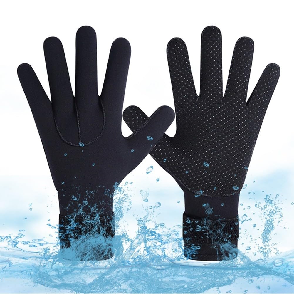 Guanto da muta da 5 mm, in neoprene, termico, antiscivolo e regolabile, per immersioni, surf, nuoto, tracciamento del fiume