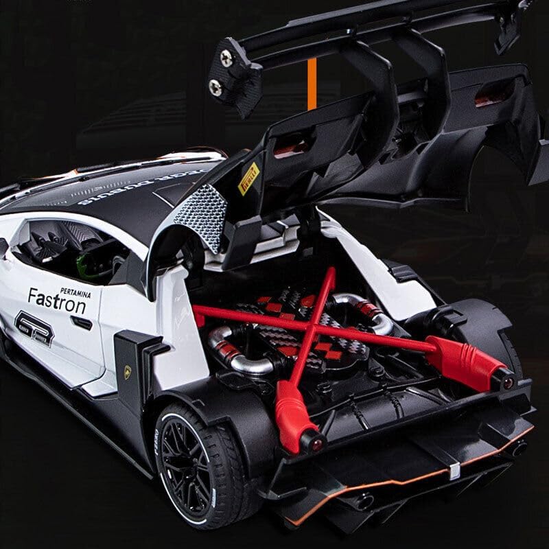 Image of Exclusive Alloy Metal Pull Back Die-Cast Car Diecast Metal Pullback Toy Car with Openable 6 Doors,Light Music Boys Gifts Toys (1:24 Lamborghini Essenza - White)