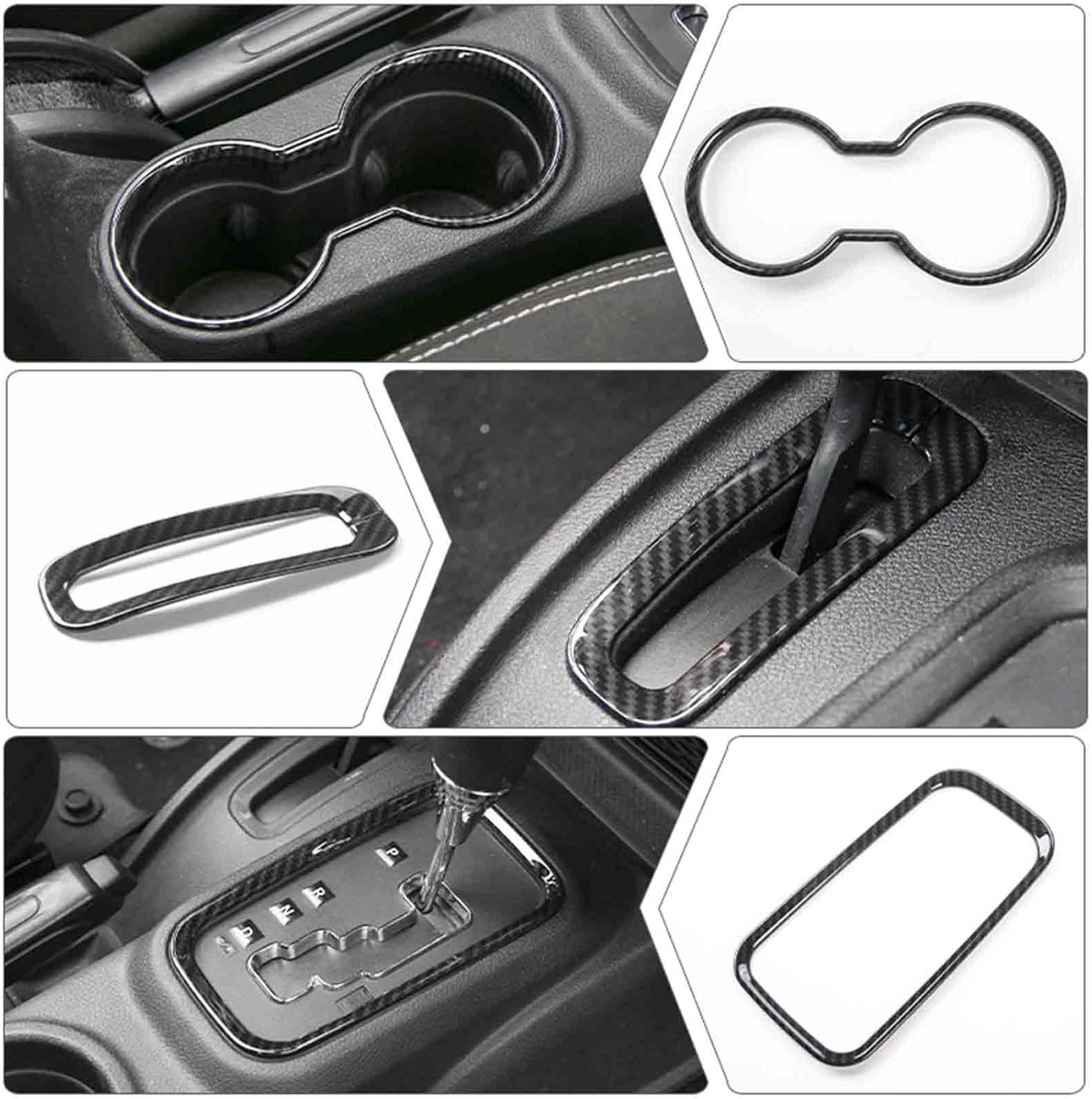 for Wrangler JK Interior Trim Kit Carbon Fiber for Jeep Wrangler JK JKU 2011-2017 2-Door Carbon Fiber Interior Accessories16pcs