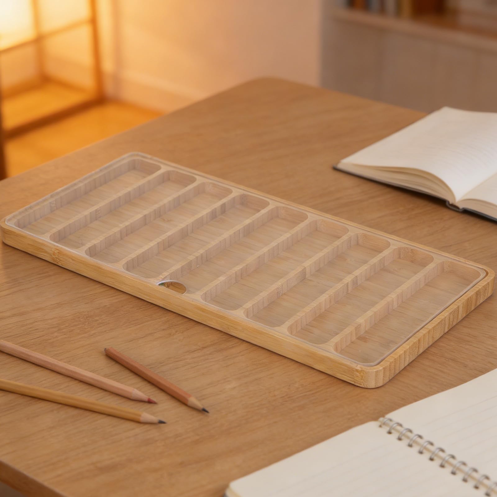 Toyvian Organizador de Correas de Reloj de Bambú 9 Ranuras y Tapa Acrílica, Caja para Correas que Protege del Polvo, Adecuado para Tiendas y Cumpleaños