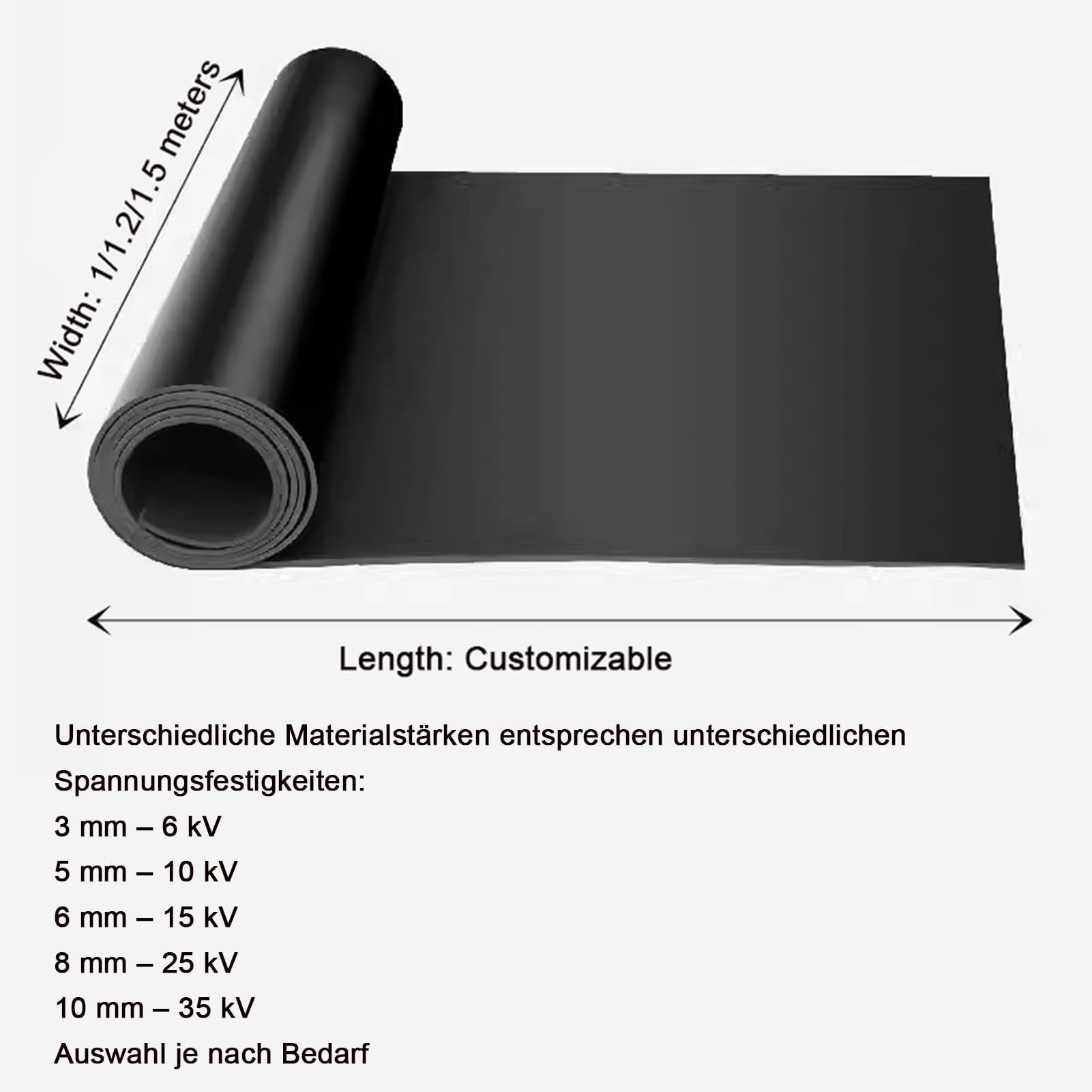 Alta Tensión Seguridad Eléctrica Alfombrilla Goma Subestación Aislante Suelo Antideslizantes Grandes Alfombrillas Cuadros Eléctricos para Central Eléctrica(1x3m-3mm)