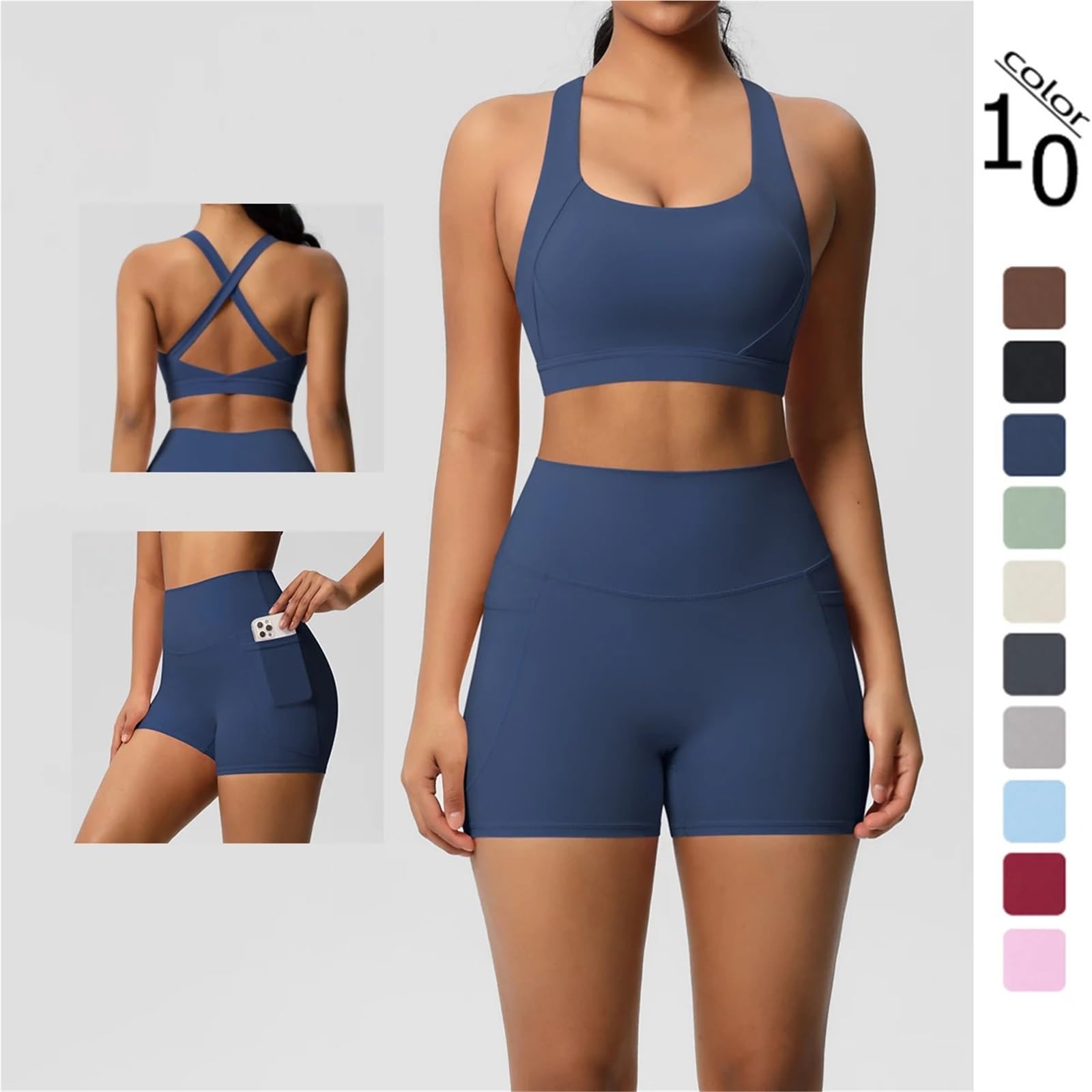 Conjunto Deportivo Mujer Ropa deportiva de 2 piezas con conjunto Yoga embolsado, ropa gimnasio, trajes, sujetador deportivo, mallas