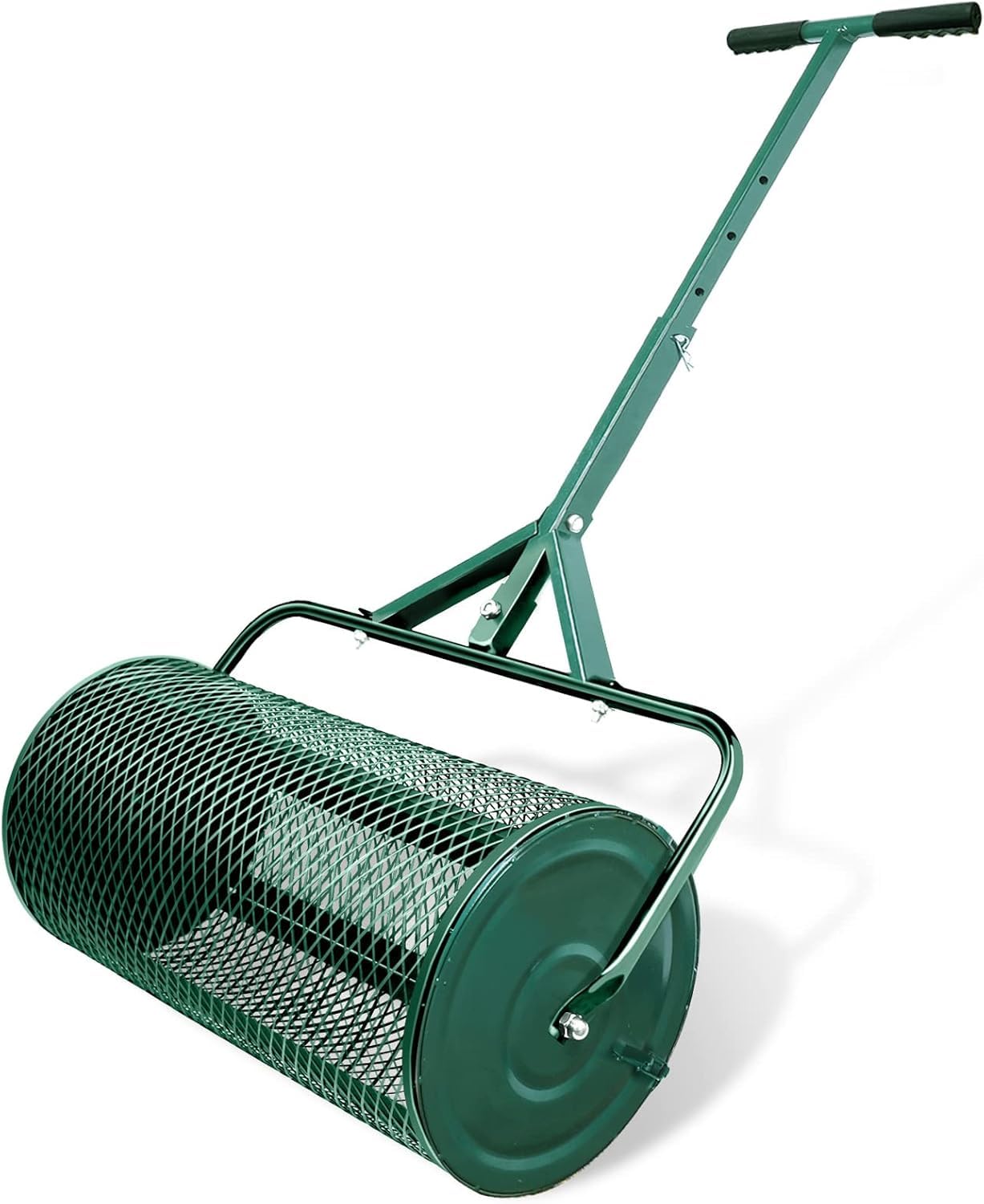 Distribuidor de Compost de 24" con Musgo de turba y pestillos mejorados - Distribuidor de Fertilizantes de Malla metálica Resistente para césped y Semillas Multiusos (Verde)
