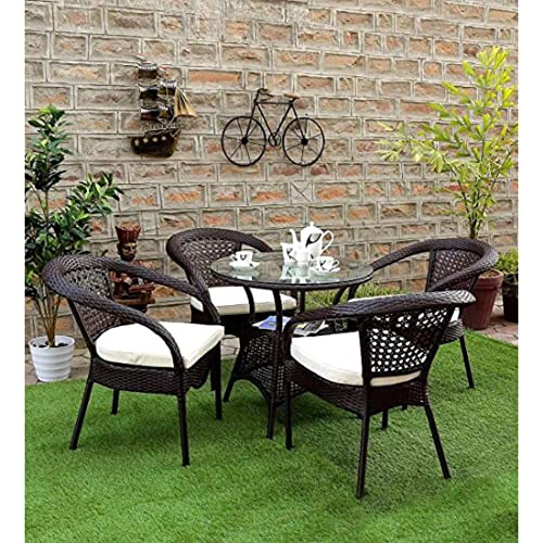 Image of Indiid Homes|D-8 Patio|Indoor| Outdoor| Living Room | Balcony | Garden | (4 Chair + 1 Table)|Furniture Set |Coffee Chair Set |Powder Coated|