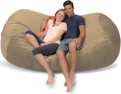 Miniatura 151 de Comfy Sacks - Puf de espuma viscoelástica de 7.5 pies, tumbona de piel sintética color negro Piel sintética, color negro,Piel sintética de color