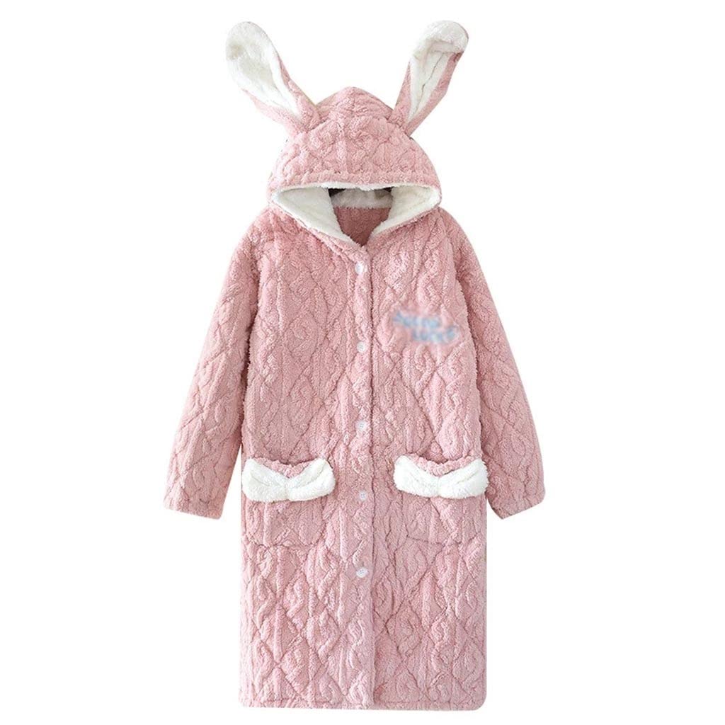Winter Coral Fleece Nightgown Thicken Lengthen Bathrobe Robe Womens Home Clothes