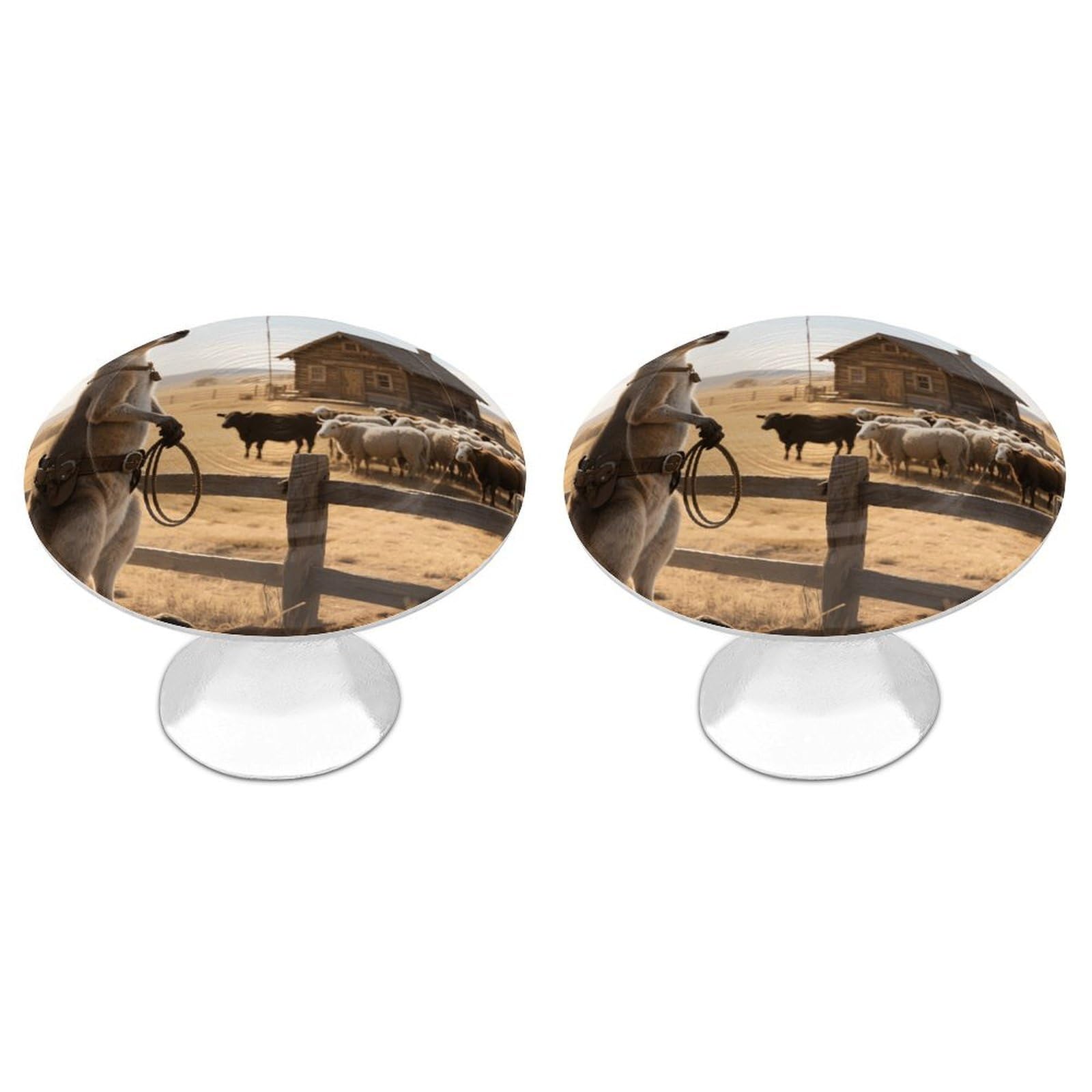 Maccbn Style-6 2 Pack 1.1" Round Cowboy Kangaroc Drawer Knob Stainless Steel Kitchen Cabinet Knob Pulls With Screws Hardware Decorative Handles Knobs For Dresser Cupboard Closet Door Wardrobe Easy Install