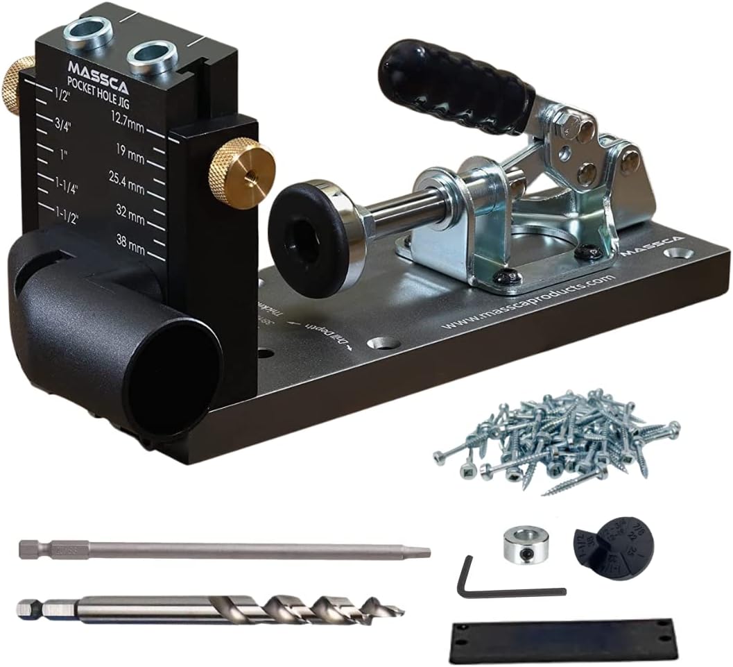Massca Pocket Hole Jig Kit M1 Adjustable & Easy to Use Pocket Screw