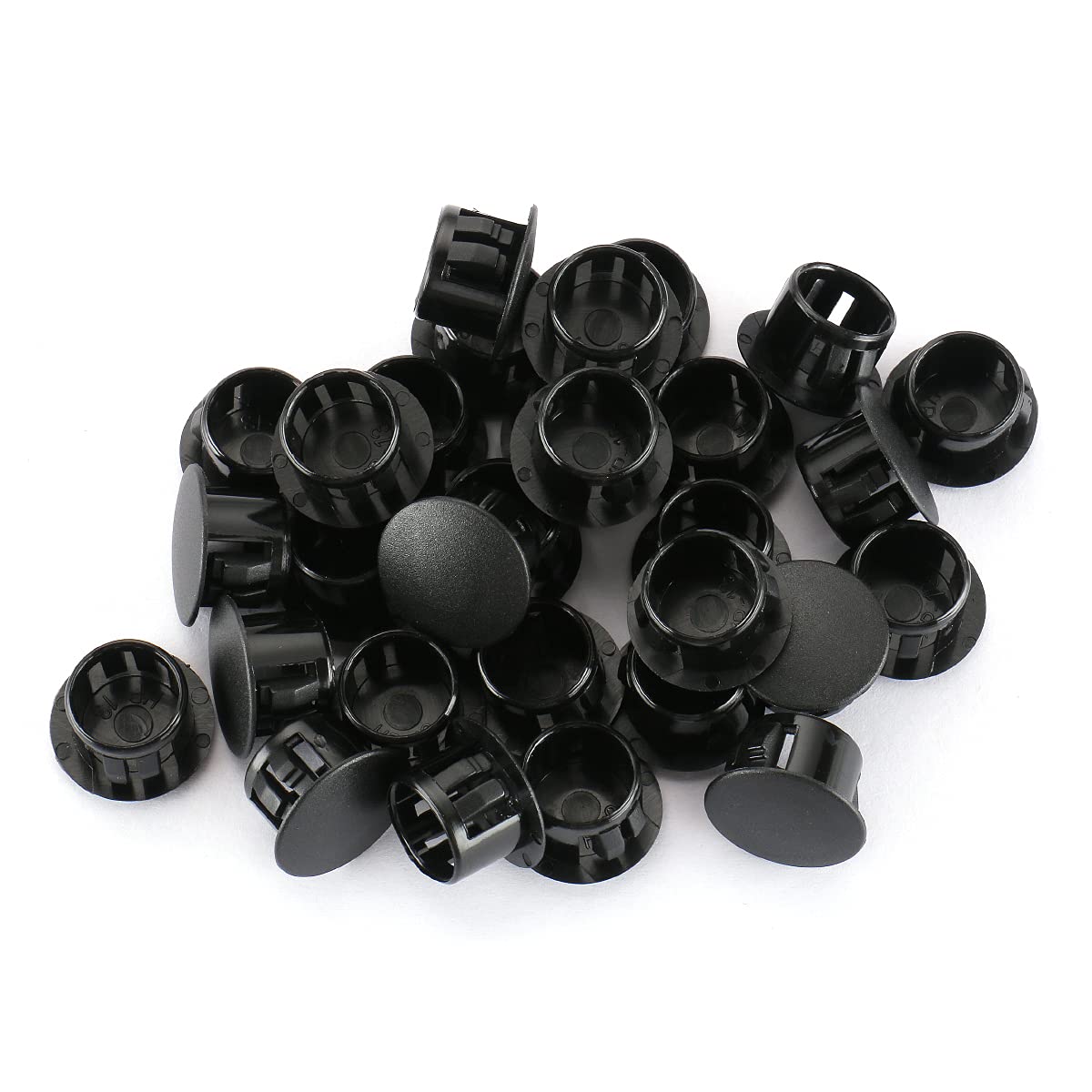 Baomain Plastic Black Locking Hole Plugs Panel Hole Diameter 1/2" (12.6mm) HP-13 Pack of 100