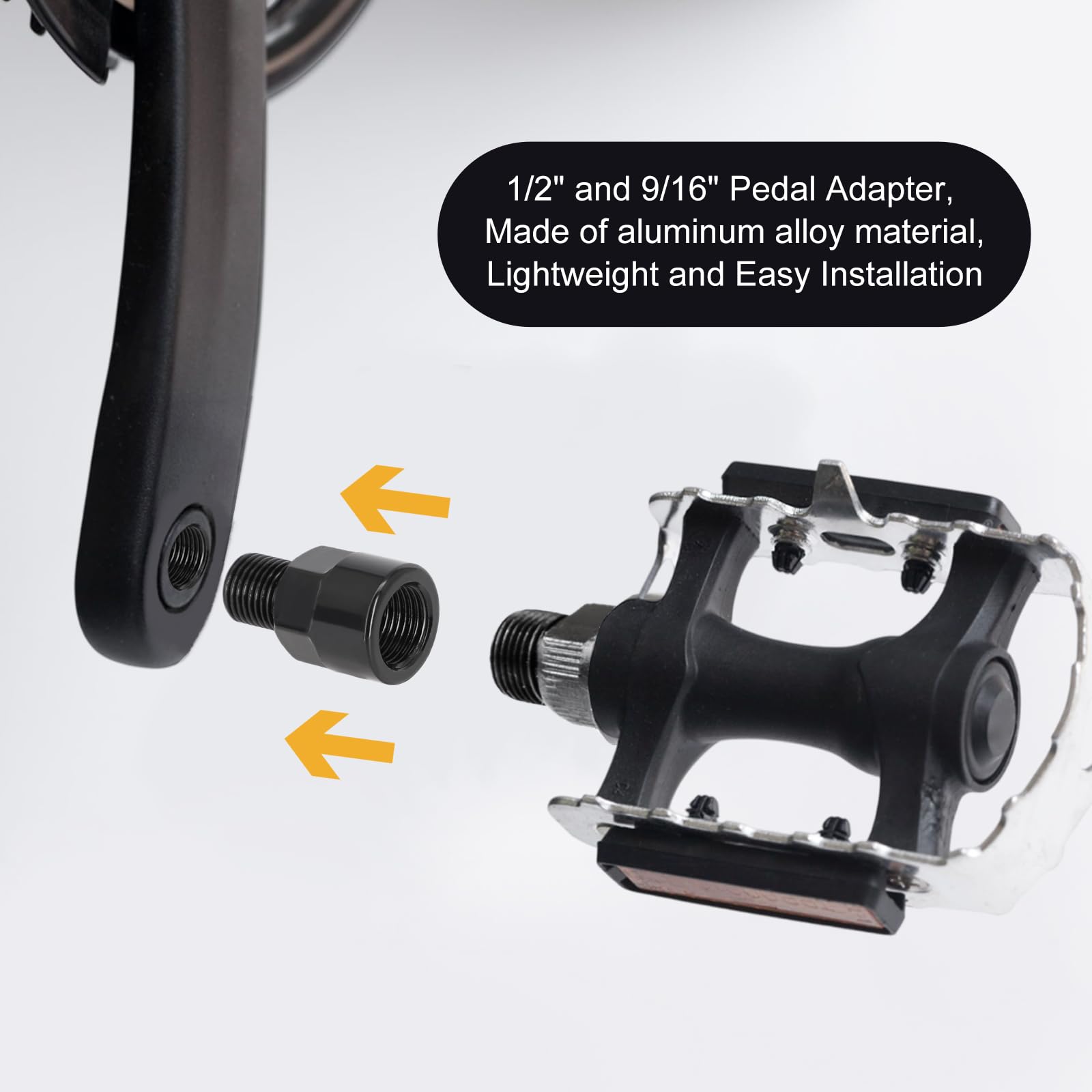Bike Pedal Adapter, Aluminum Alloy Pedal Extenders Adaptors, Cranks Convert Bike Pedal Adapter, Bike Foot Pedal Adapter Spacer (1/2 inch to 9/16 inch) : Automotive