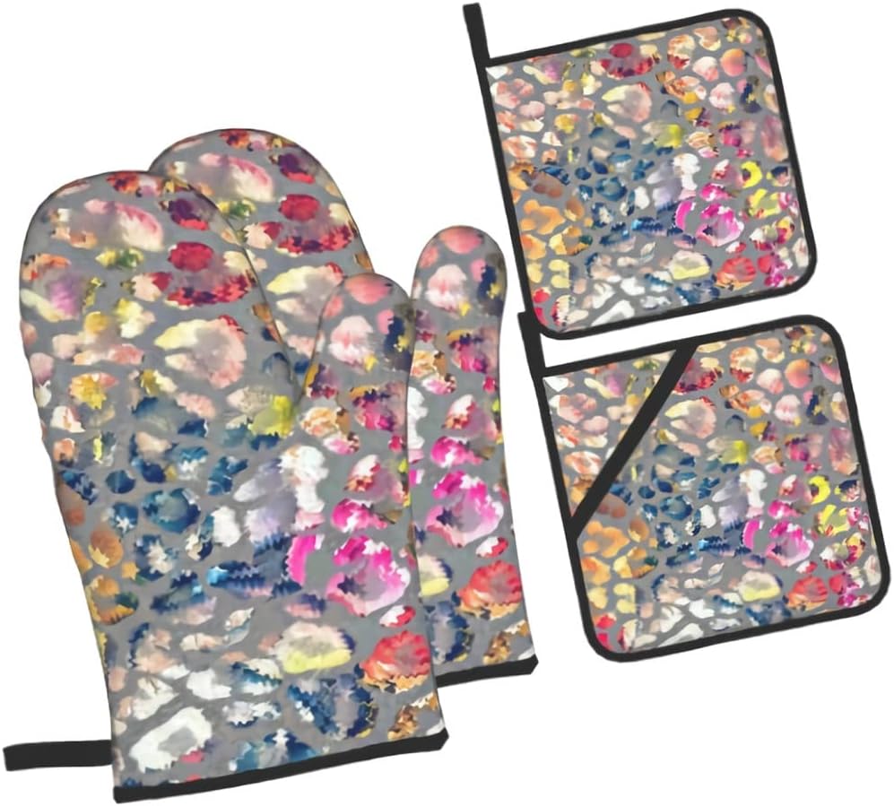Oven Mitts and Pot Holders 4pcs Set Baking Gift for Mom Gloves & Hot Pads