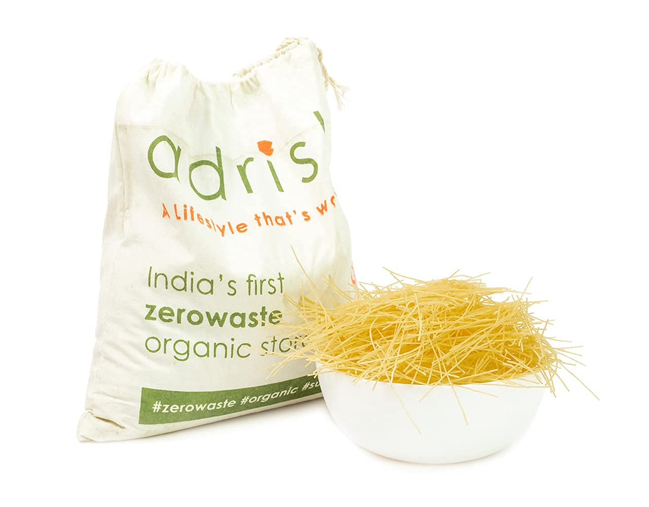 Adrish Zerowaste Organic Kodo Millet Vermicelli (200gm) - Sevaiya | No Maida | Traditional Method Semiya | Preservative Free | Vegan | Chemical Free Vermicelli