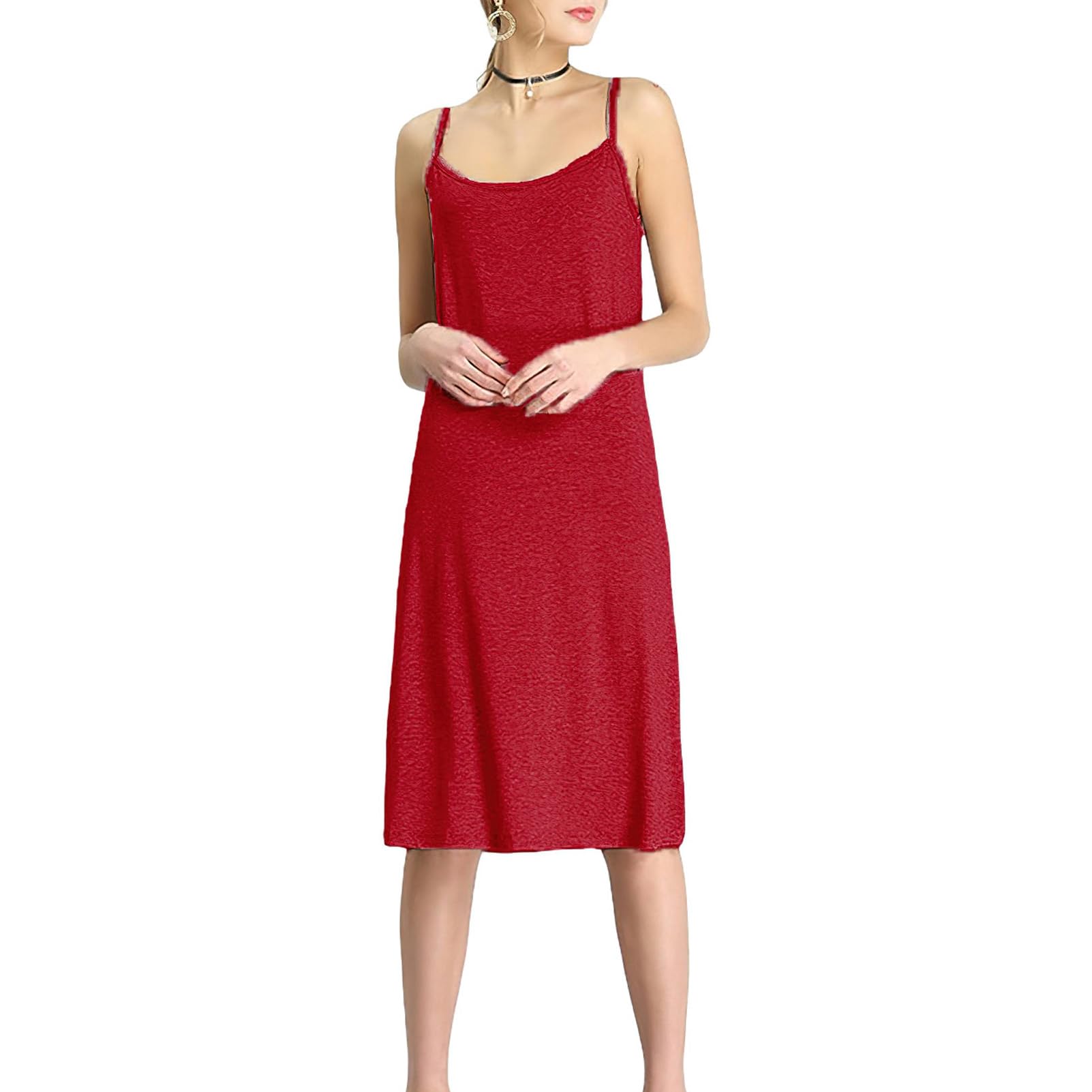 Femme Grande Taille Fond de Robes Longue avec Bretelles Jupon sous Robe Chemise de Nuit sans Manches (S-5XL)